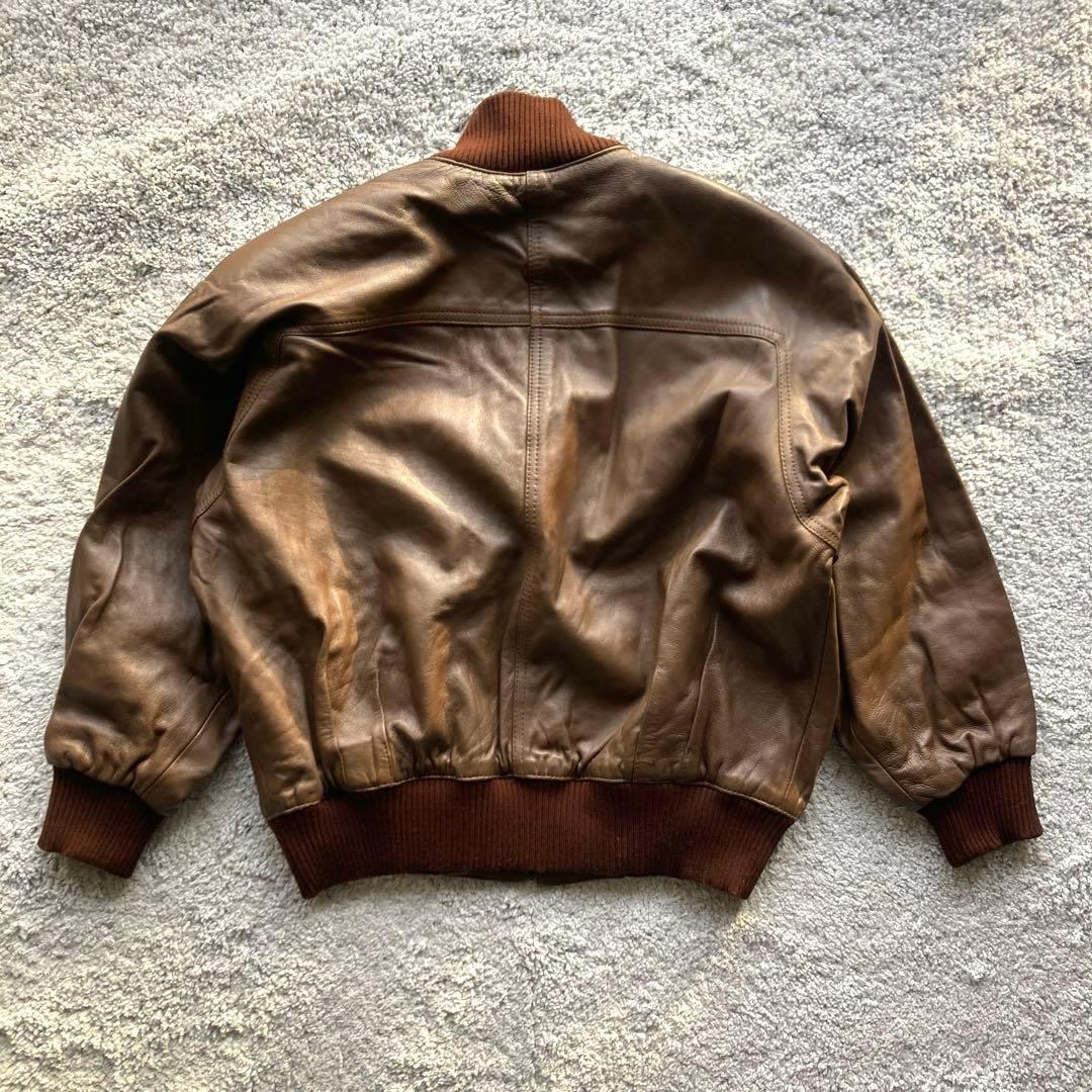 o*o様 ラムレザー ボンバージャケット L フライトジャケット ショート丈 茶