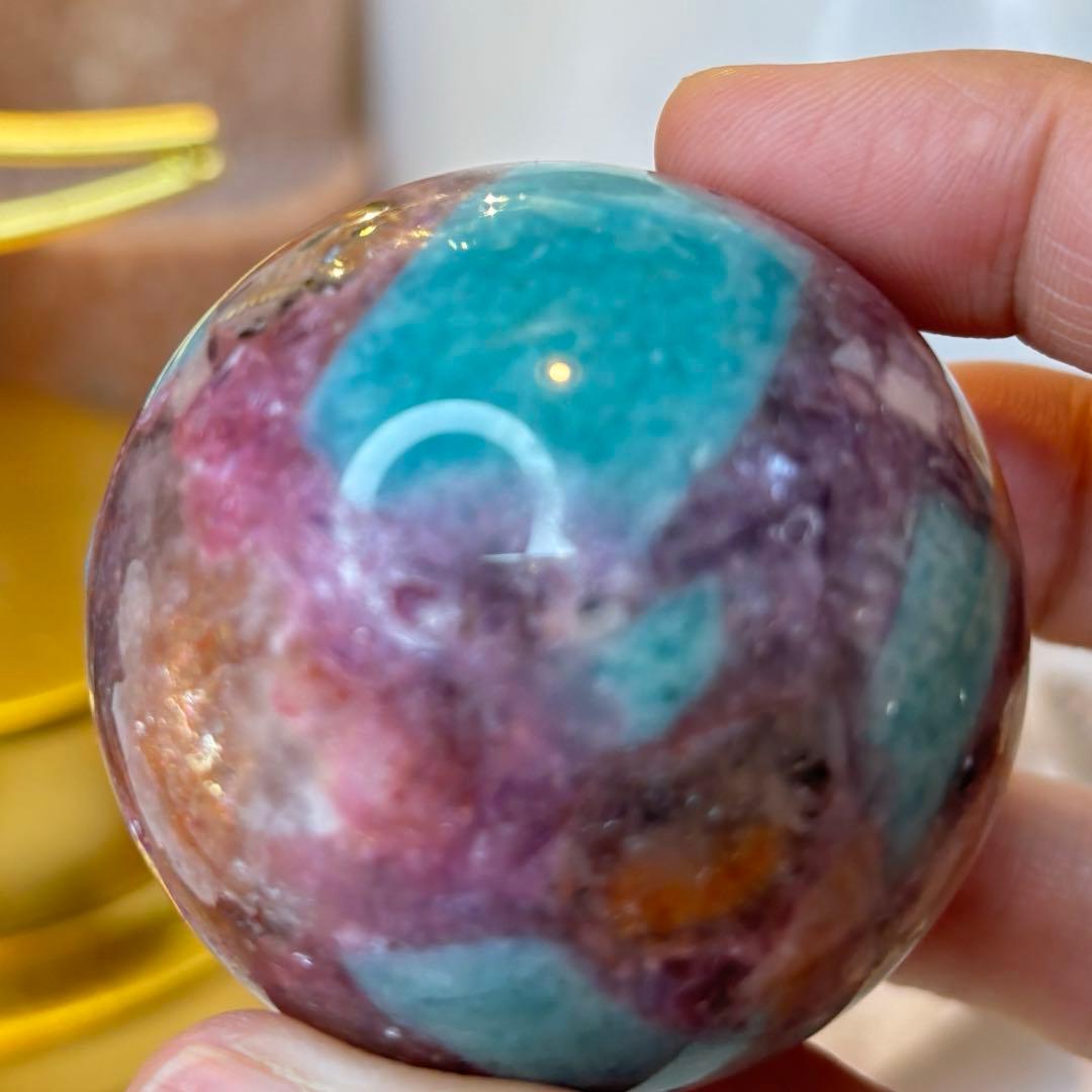 共生　スフィア　サンストーン　レピドライト　ブラックトルマリン　アマゾナイト