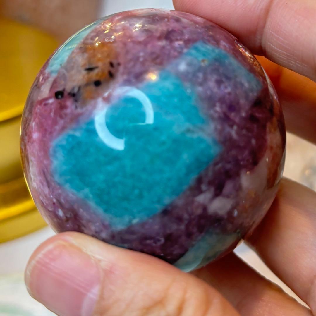 共生　スフィア　サンストーン　レピドライト　ブラックトルマリン　アマゾナイト