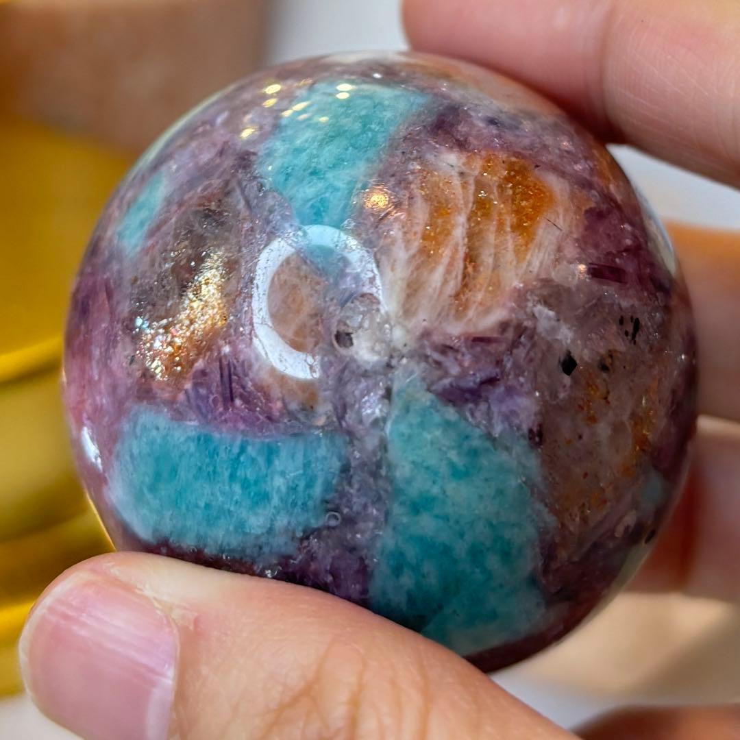 共生　スフィア　サンストーン　レピドライト　ブラックトルマリン　アマゾナイト