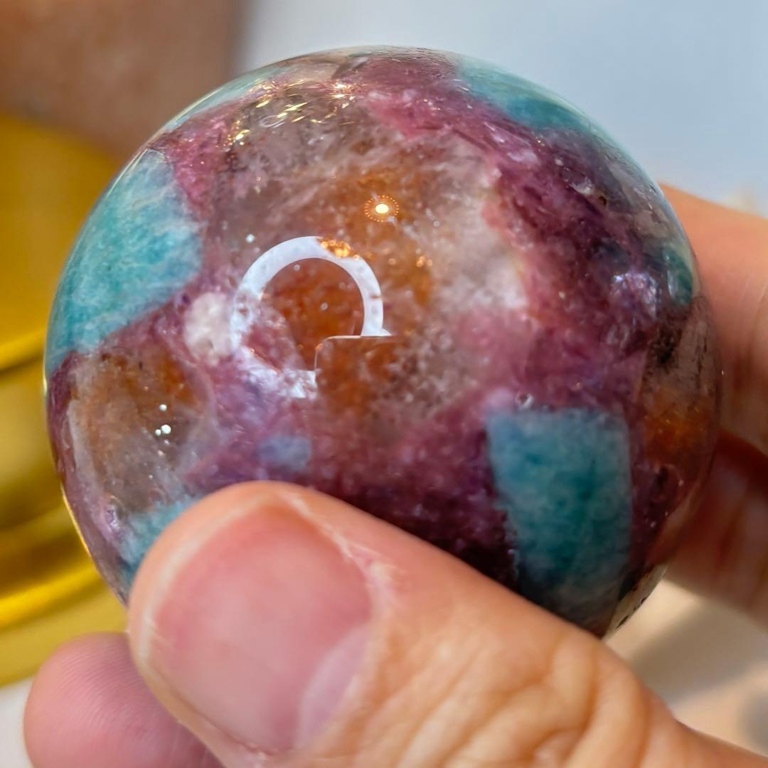 共生　スフィア　サンストーン　レピドライト　ブラックトルマリン　アマゾナイト