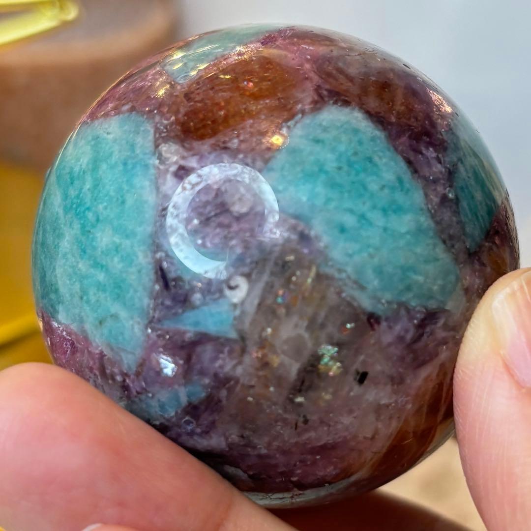 共生　スフィア　サンストーン　レピドライト　ブラックトルマリン　アマゾナイト