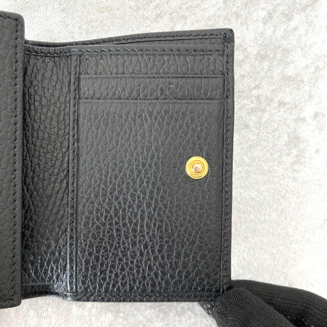 GUCCI グッチ マーモント コンパクト 三つ折り財布 シボ革