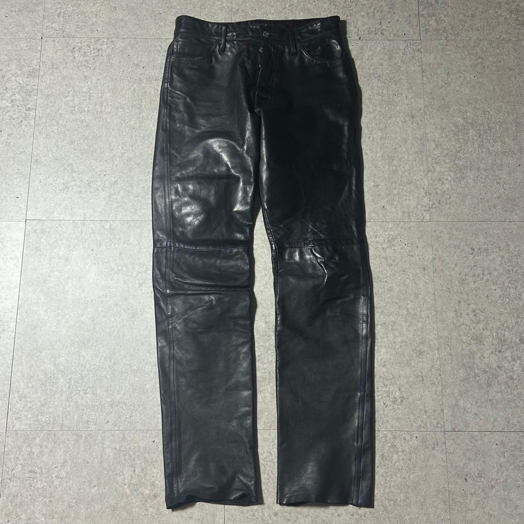 agnes b homme 牛革 40 レザーパンツ 黒