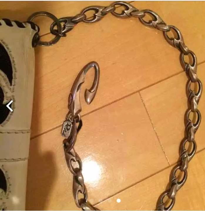 エイ革三つ折り長財布シルバー925ウォレットチェーン付き