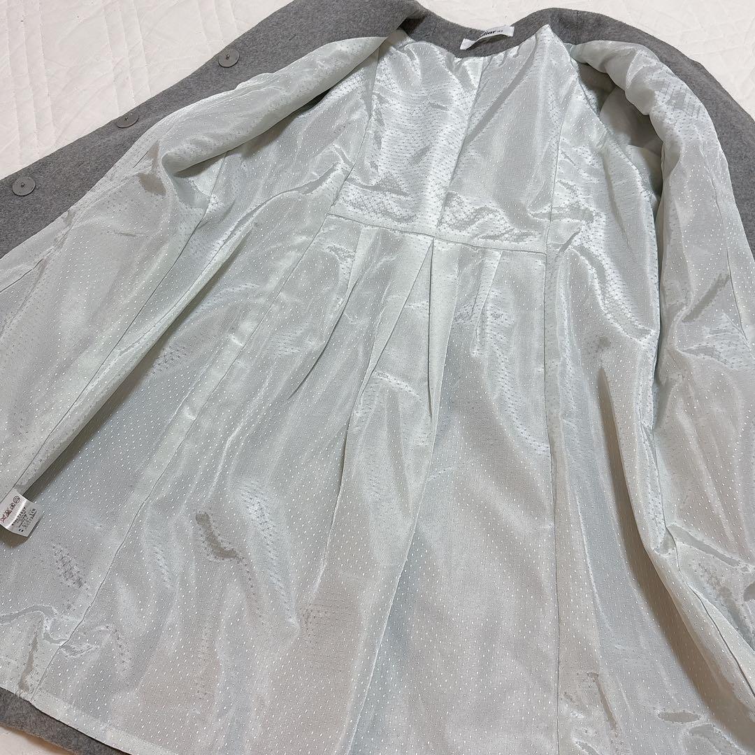 ファミリア ウールコート つけ襟 ファー ライトグレー 上質 高級 日本製