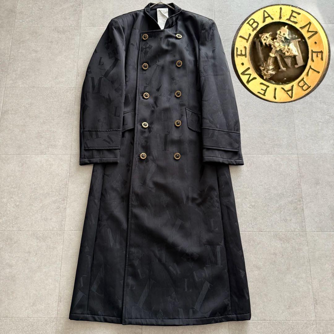 LUNA MATTINO　ルナマティーノ　ロングコート　金ボタン　総柄　黒