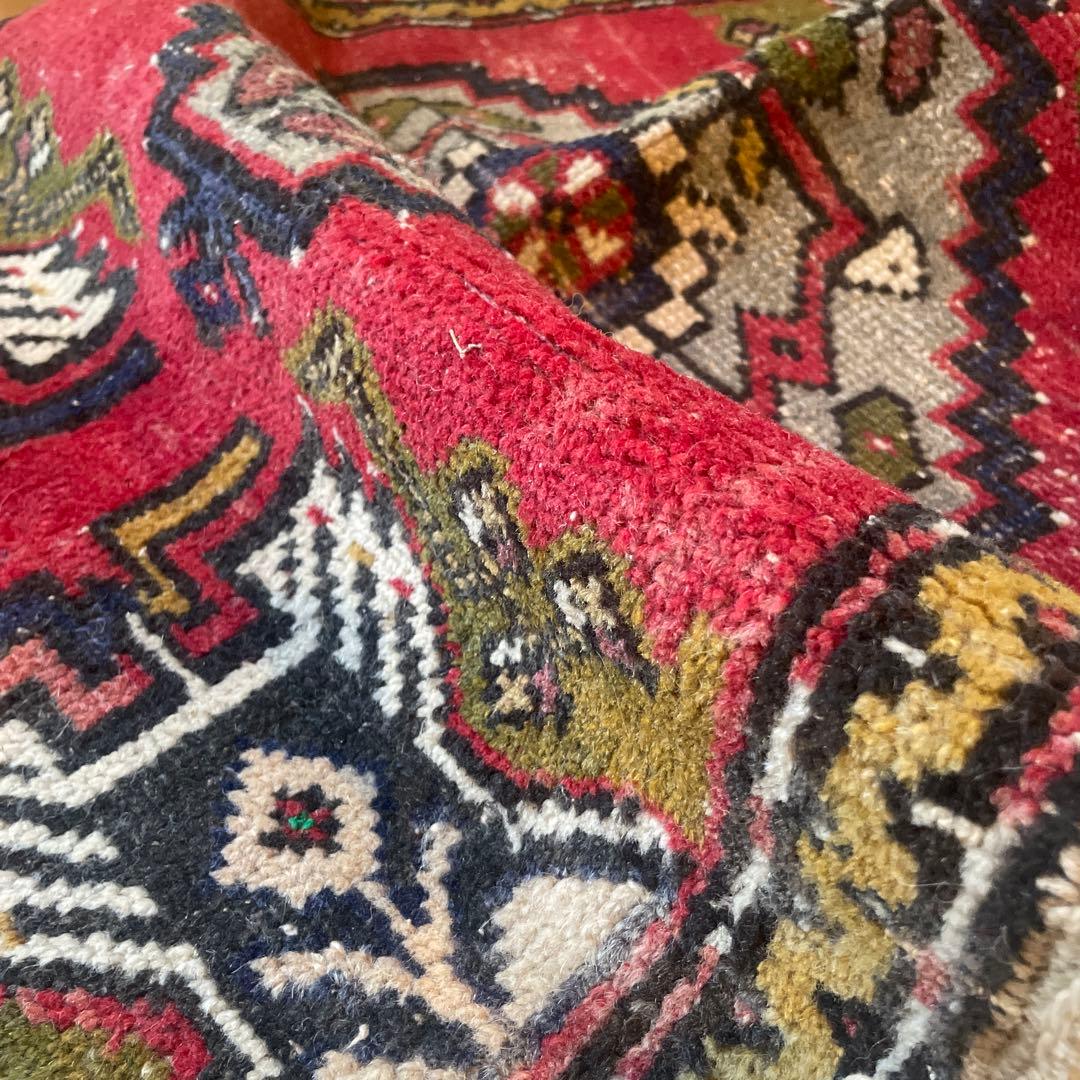 54×96 アンティークレッド　小さなメダリオン　トルコヴィンテージラグ