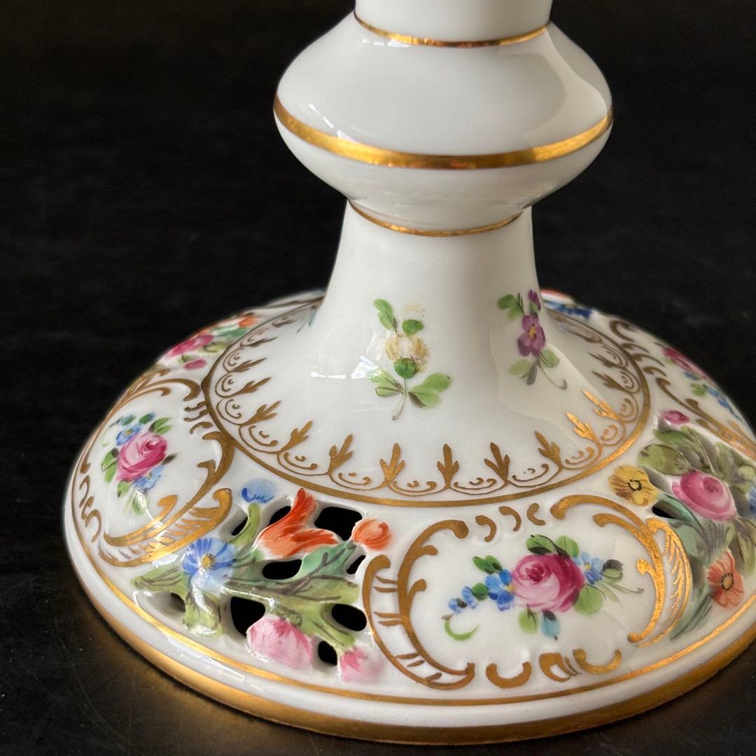 ドレスデン　カールティーメ工房　花かご　リボン　コンポート