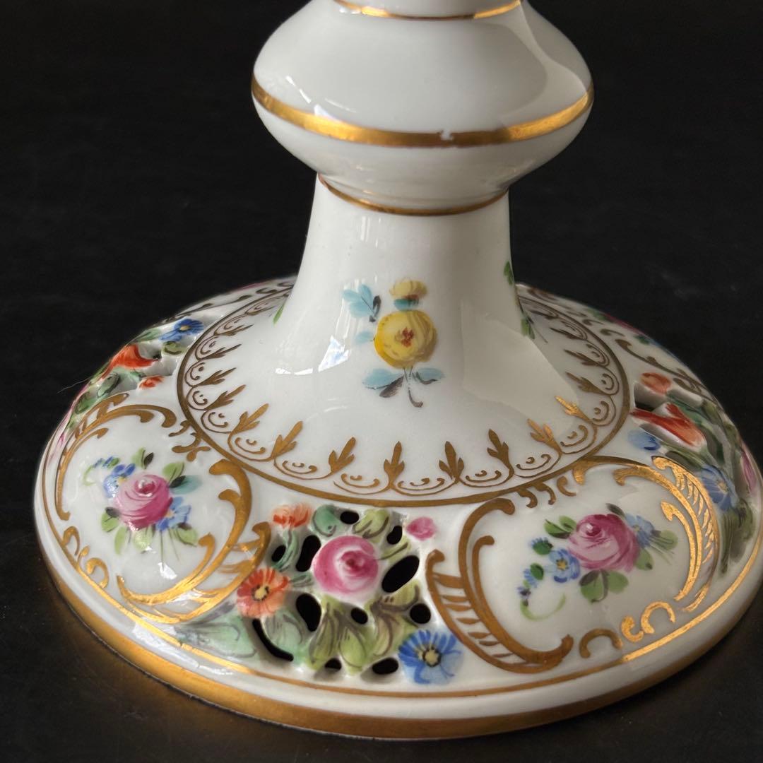 ドレスデン　カールティーメ工房　花かご　リボン　コンポート