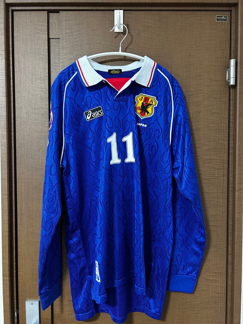 【美品】日本代表　ユニフォーム長袖　フランス　炎　カズ　1998 三浦知良