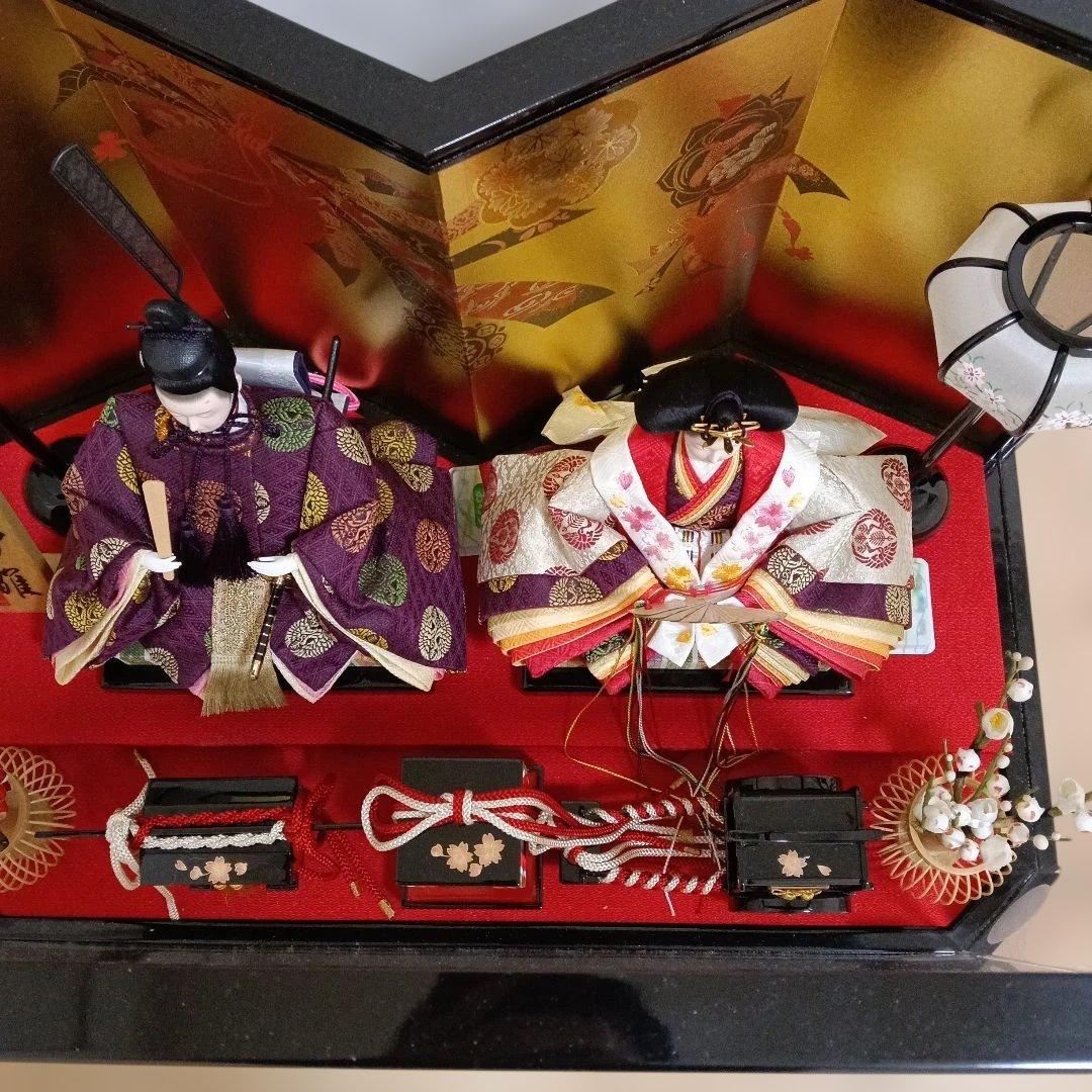 雛人形 親王飾り ※明かり点灯 コンセント付 上蓋破損