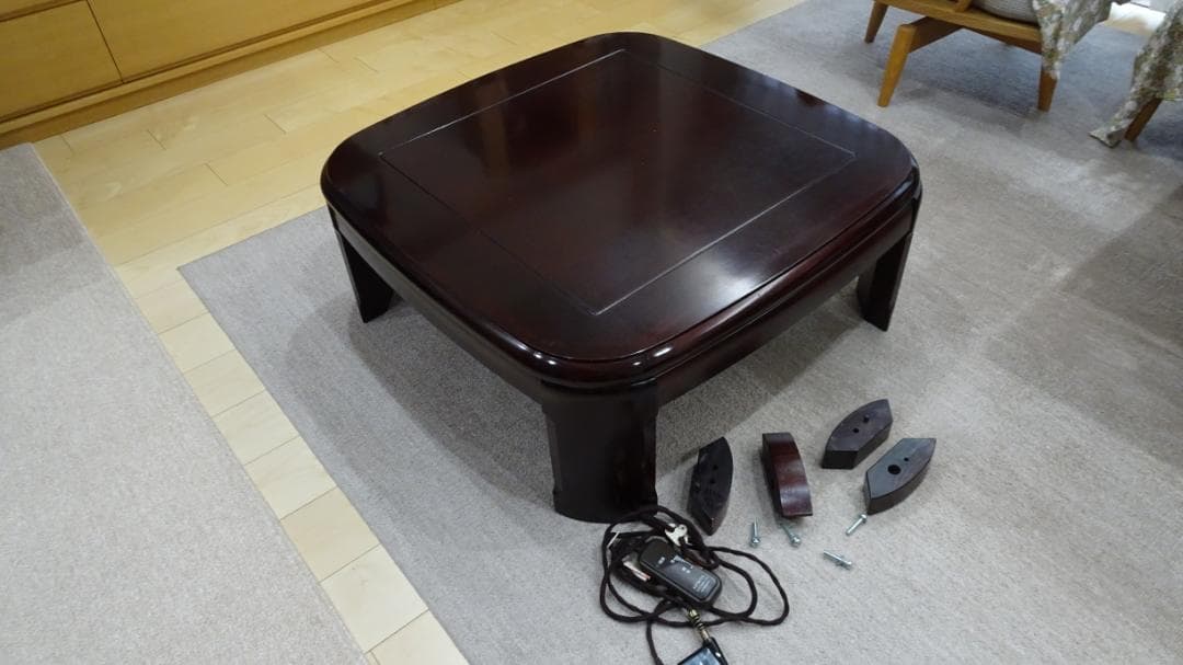 紫檀 こたつ 美品 ウレタン塗装 90cm×90cm×35cm（40cmも可）