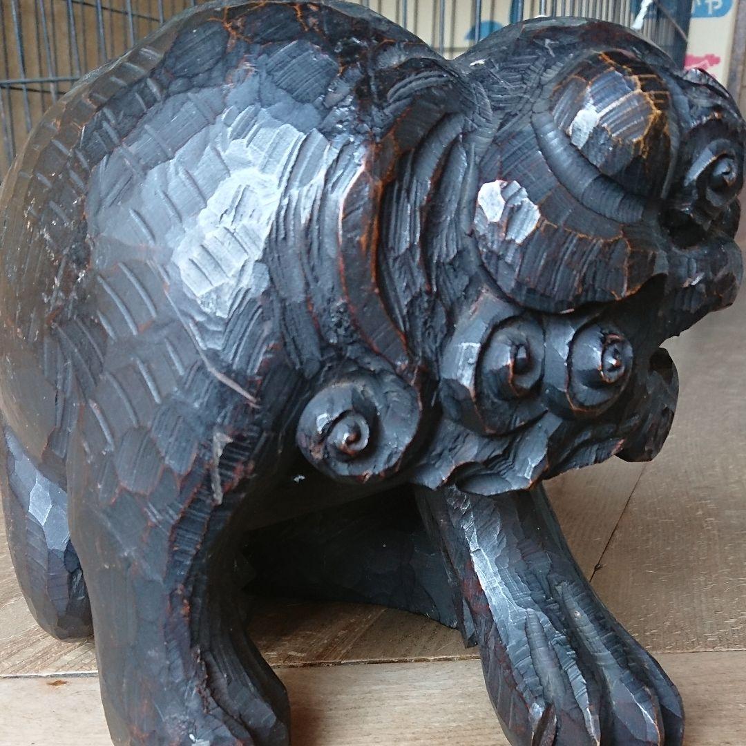 彫刻家原田蒼渓作  獅子の木彫り
