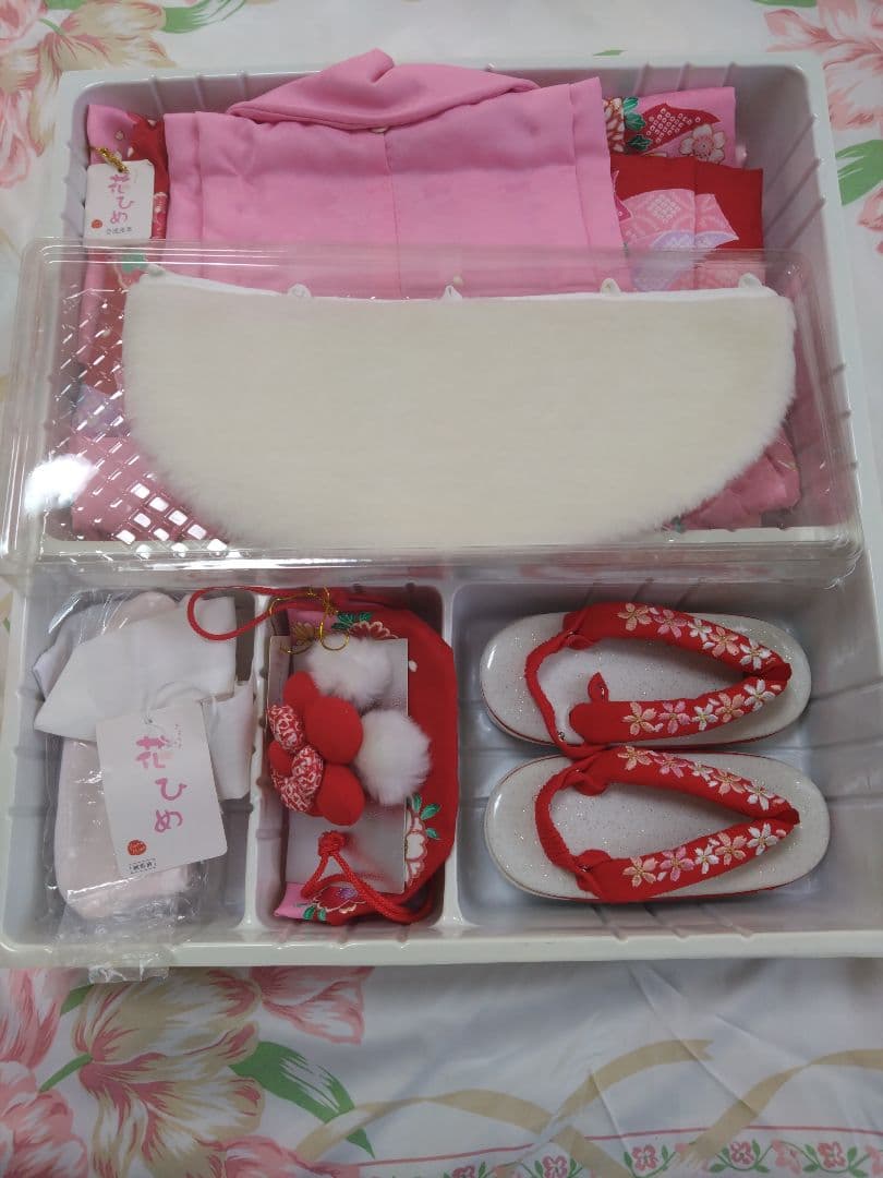 足袋、下駄は未使用！　きょうと花ひめ　七五三　3歳　女の子　セット　着物　被布