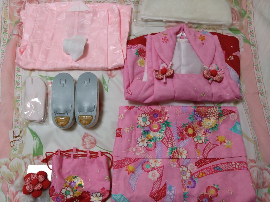 足袋、下駄は未使用！　きょうと花ひめ　七五三　3歳　女の子　セット　着物　被布