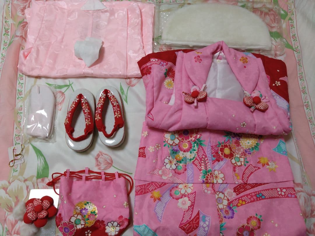 足袋、下駄は未使用！　きょうと花ひめ　七五三　3歳　女の子　セット　着物　被布