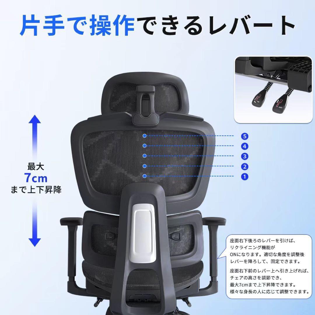 オフィスチェア 椅子 デスクチェア 5Dヘッドレスト 可動式ランバー 人間工学