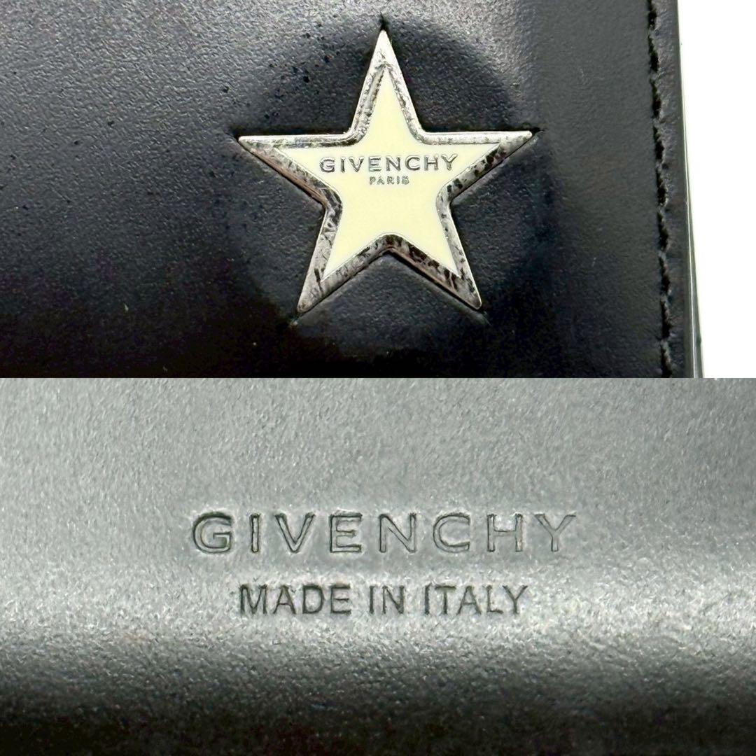 【希少モデル】ジバンシー 二つ折り財布 ロゴ 星 レザー ブラック 鑑定済み