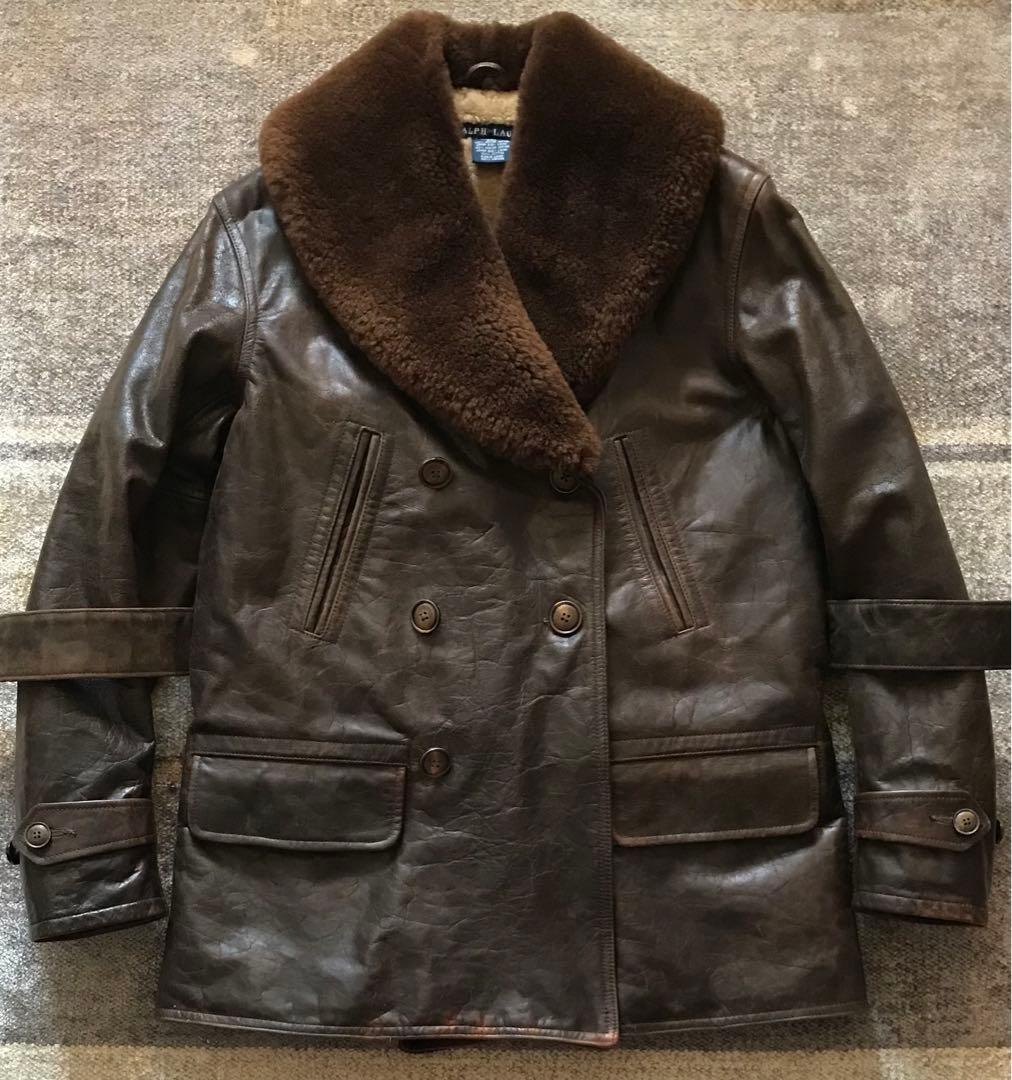 最高傑作 冬の主役服 抜群の防寒性 ラルフローレン ムートン レザーカーコート