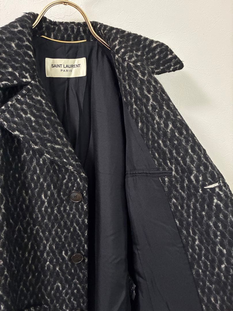 SAINT LAURENT ウール アルパカ ロングコート 9号相当 イタリア製