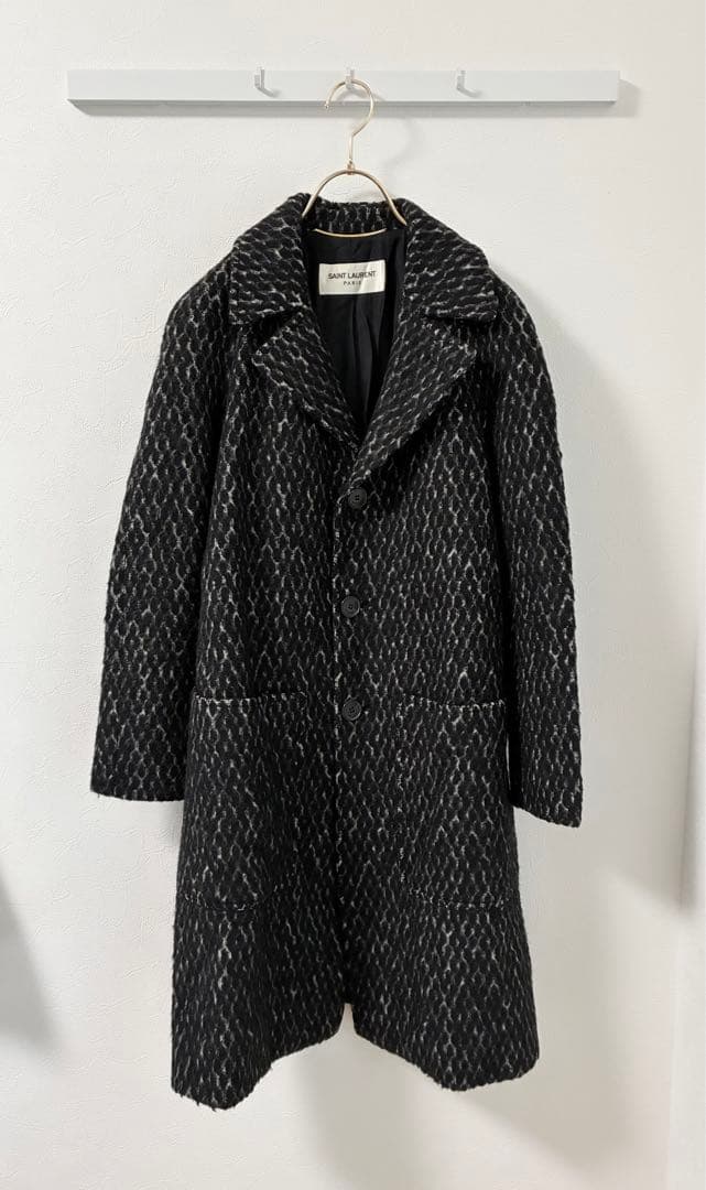 SAINT LAURENT ウール アルパカ ロングコート 9号相当 イタリア製