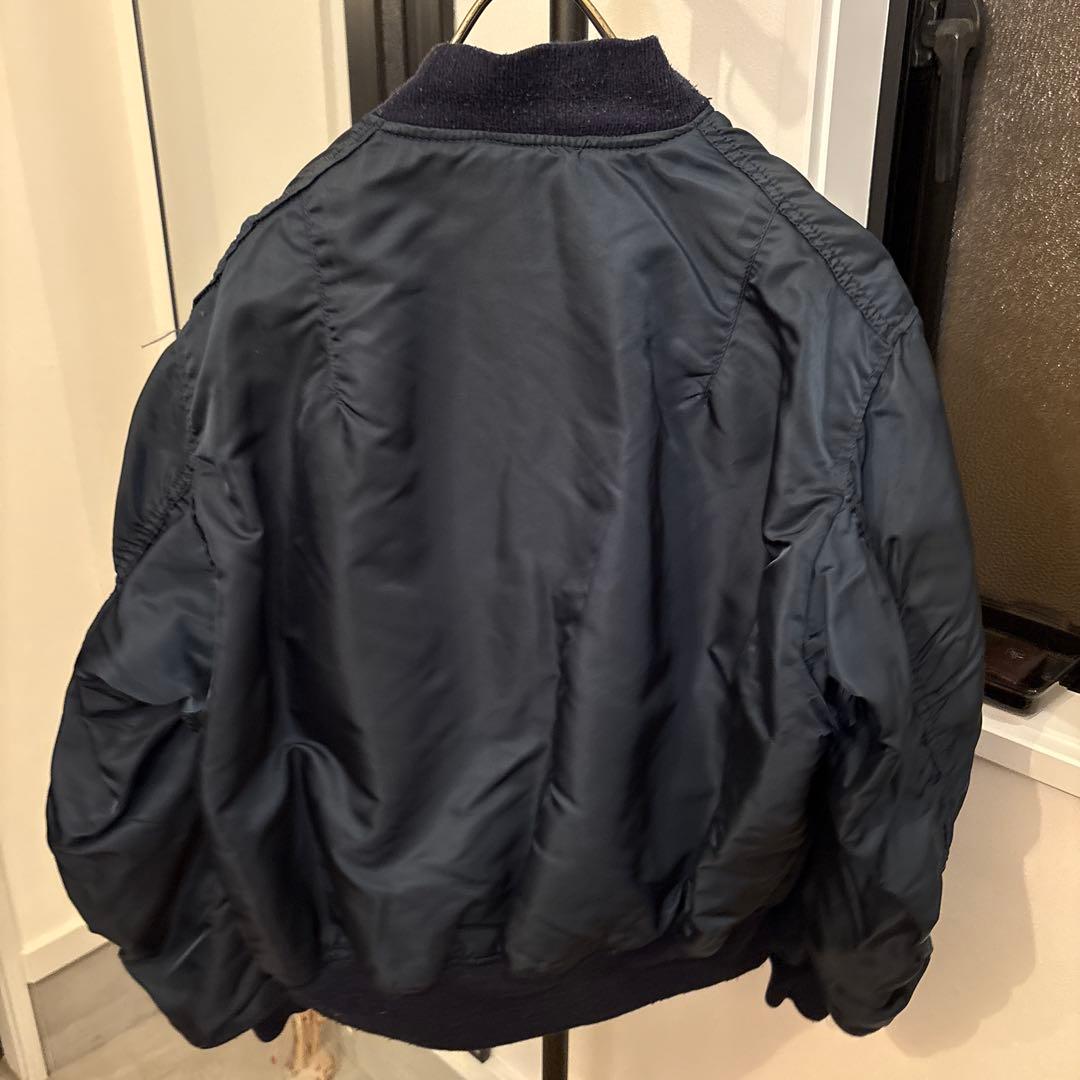 80s ALPHA MA-1 希少ブラックネイビー　旧タグ　フライト　ビンテージ