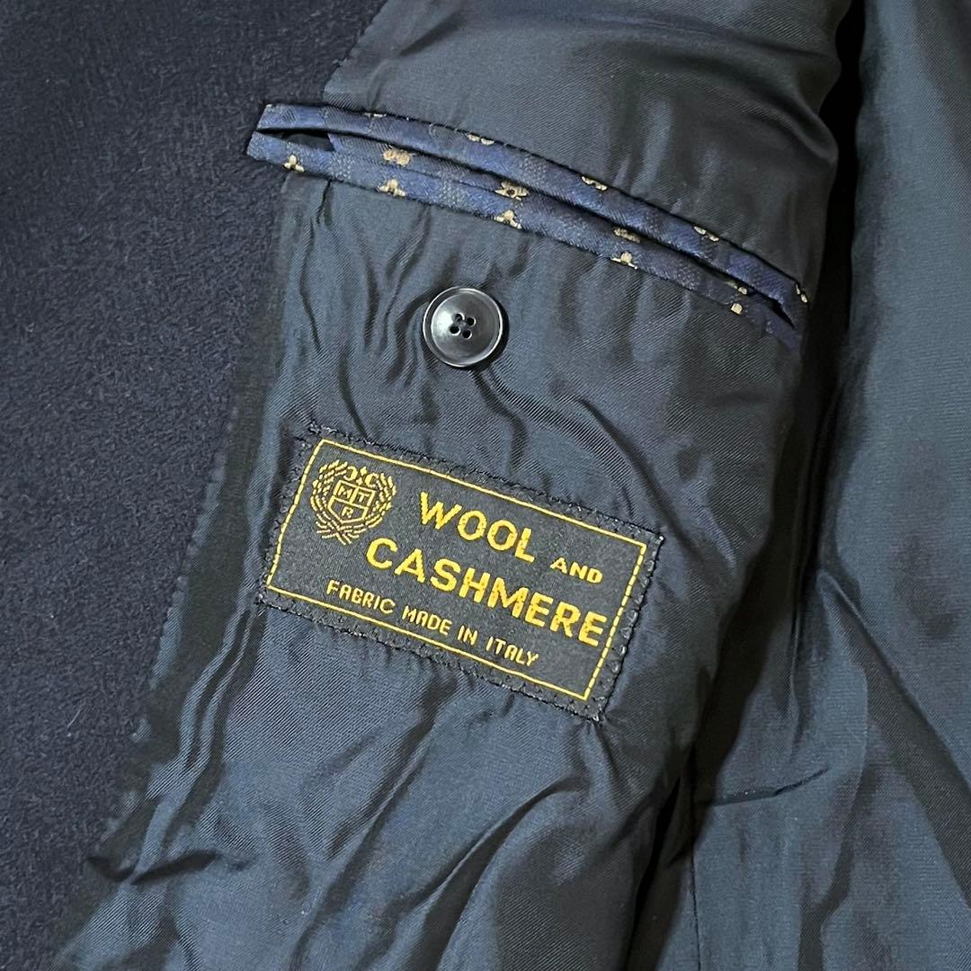 新品　LES MUES ウール　カシミヤ　ロングコート　紺　LL イタリア製
