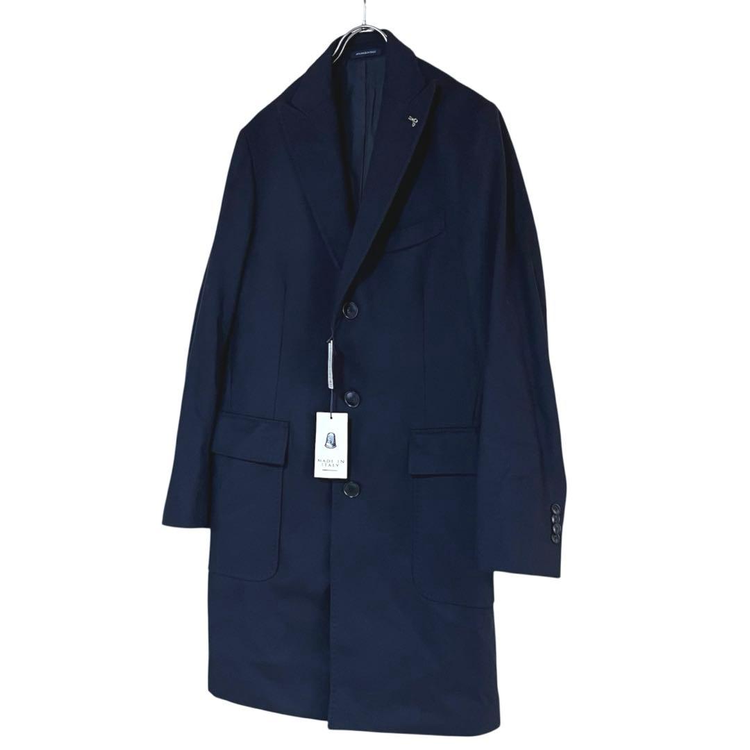 新品　LES MUES ウール　カシミヤ　ロングコート　紺　LL イタリア製