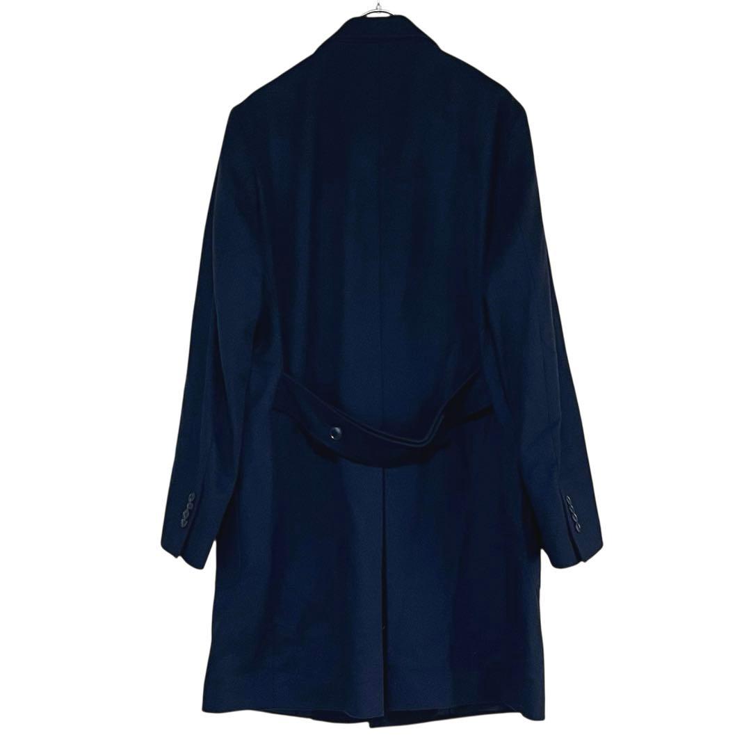 新品　LES MUES ウール　カシミヤ　ロングコート　紺　LL イタリア製