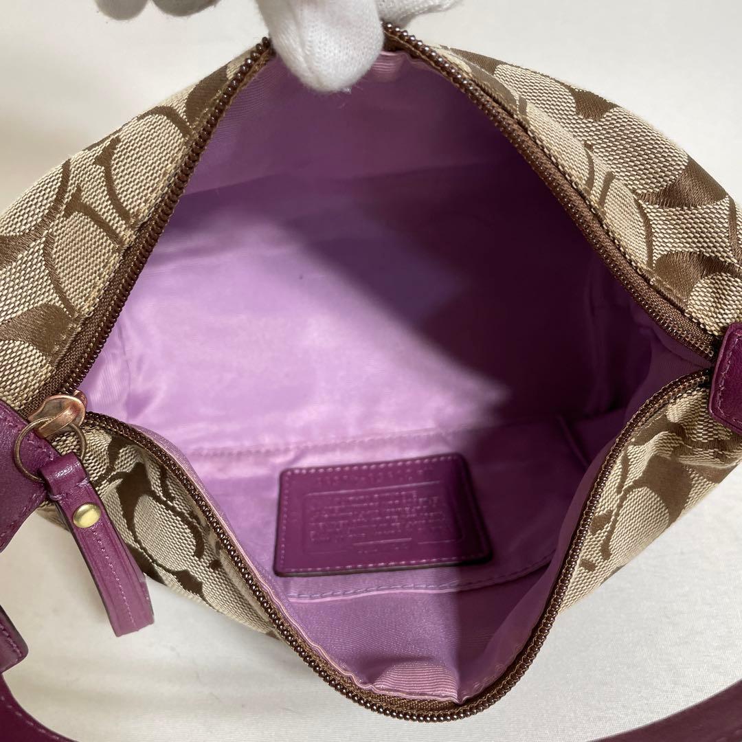 2512-112｜美品｜コーチ シグネチャー マルチポーチ パープル