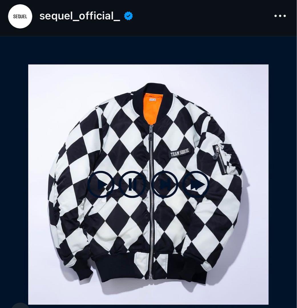 SEQUEL シークエル　MA-1 ダイヤ柄　ブラック　XL 藤原ヒロシ