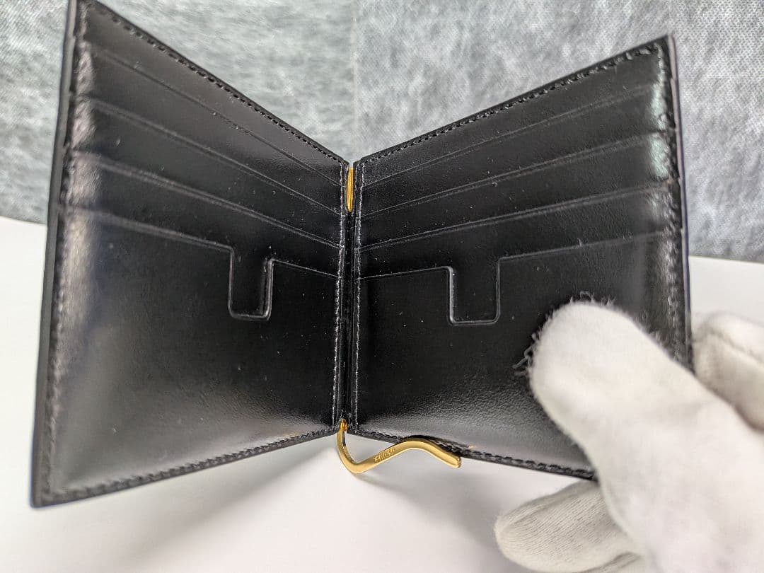 【美品】TOMFORD マネークリップ 二つ折り財布 クロコ型押し 黒