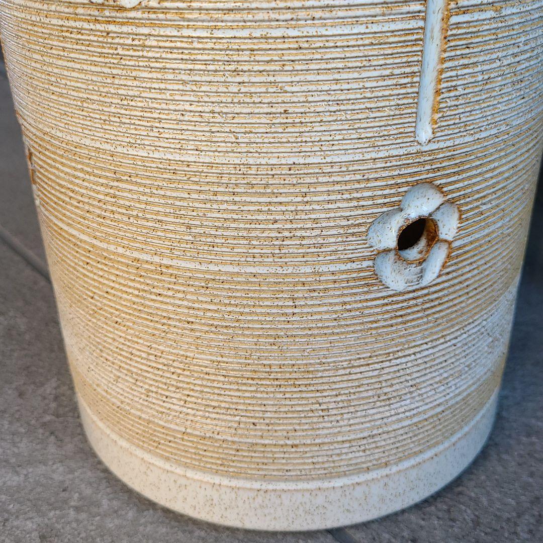 信楽焼 スリム 傘立て 花紋  高さ４７cm