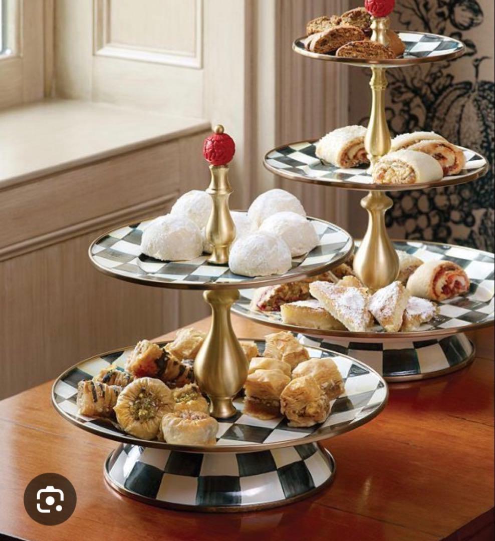 MacKenzie-Childsコートリーチェック柄2段式サービングスタンド