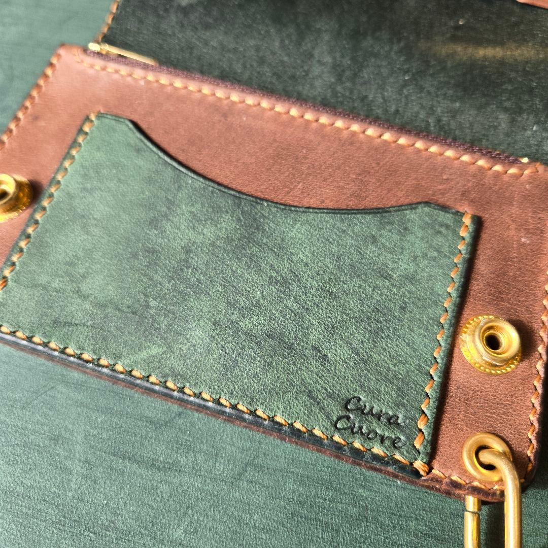 273ミドル　トラッカーウォレット イタリアンレザーTEXAS【GR&BR】