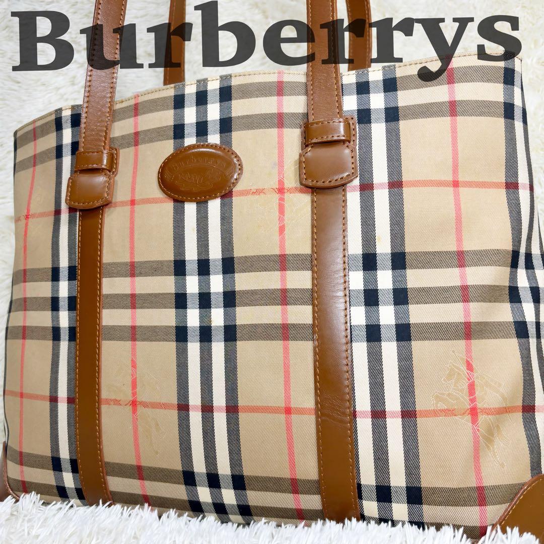 【極希少】Burberrys　旧ロゴ　月桂樹　トートバッグ　A4 ノバチェック