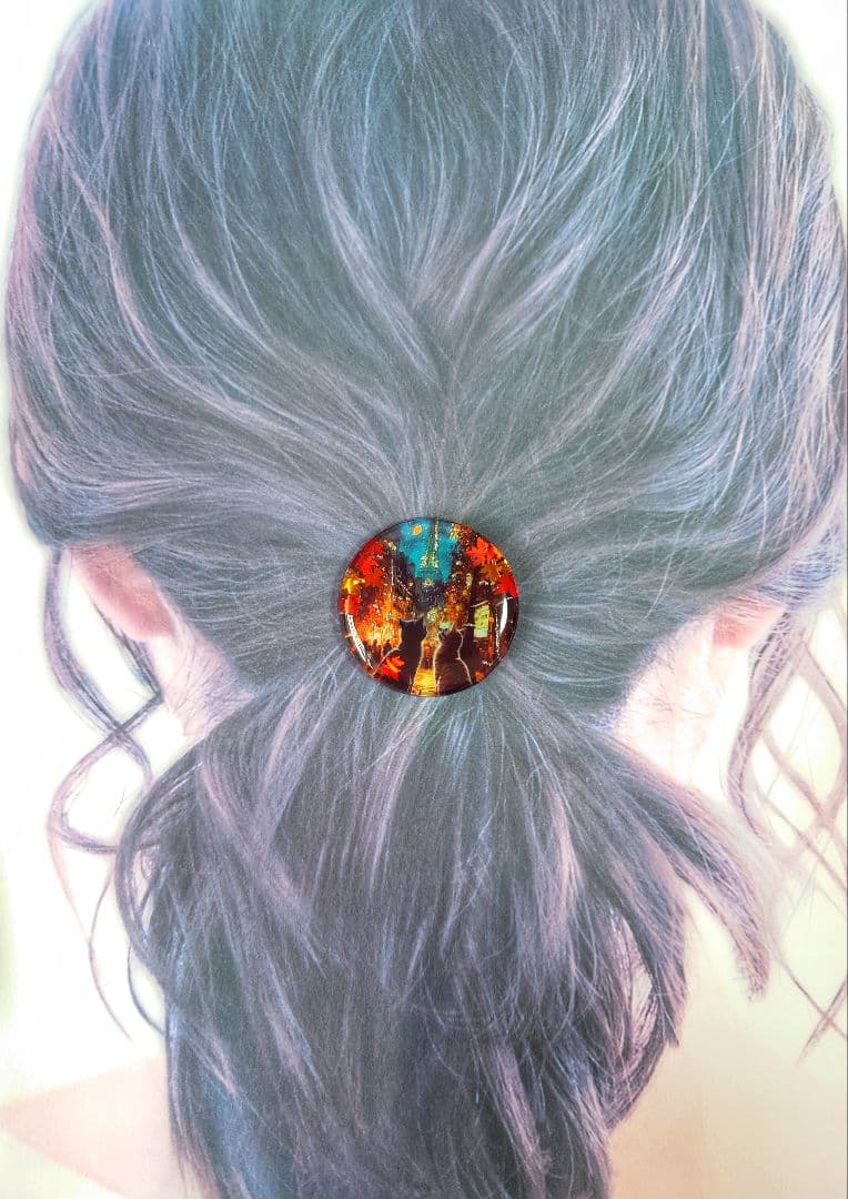 レジン　猫　ヘアゴム　ブローチ　ポニーフック　No.287