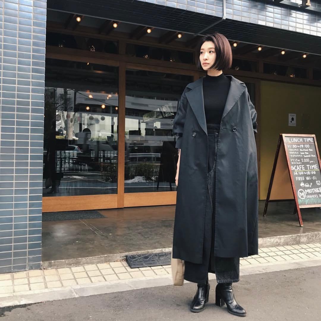 RIM.ARK ブラック トレンチコート 36