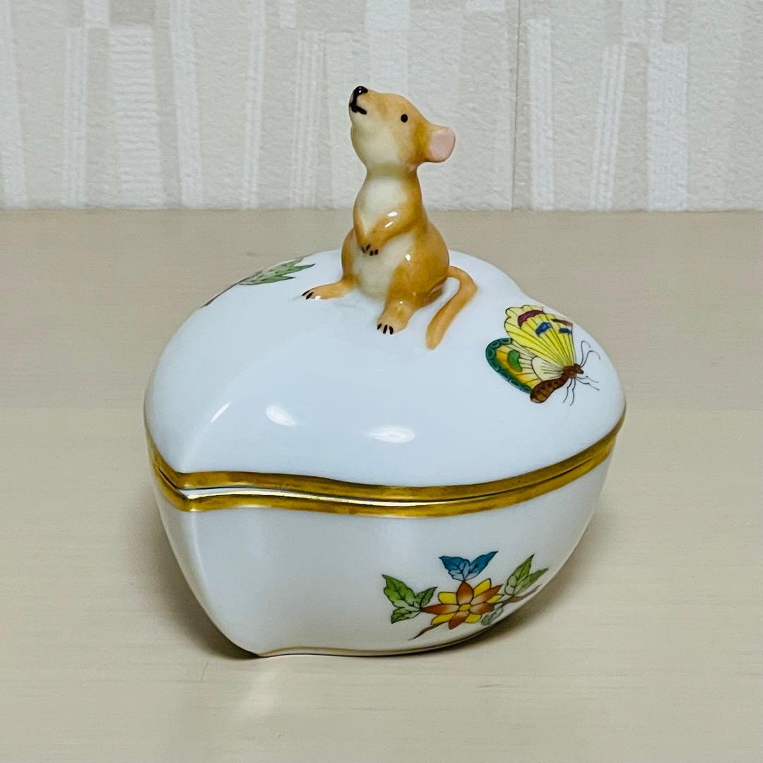 Herend ヘレンド ヴィクトリアプレーン 干支 小筺 子 ねずみ 小物入れ