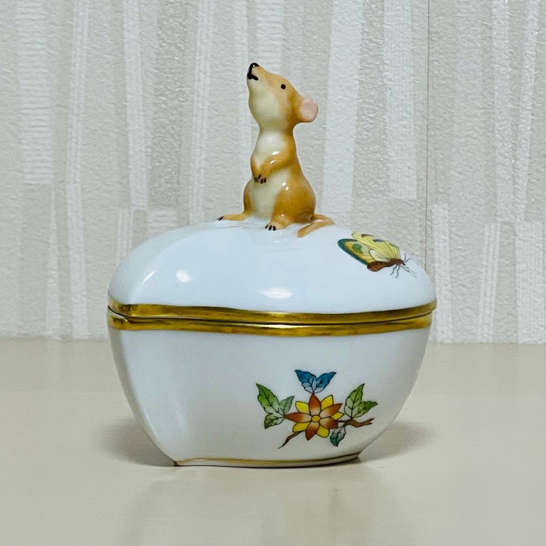 Herend ヘレンド ヴィクトリアプレーン 干支 小筺 子 ねずみ 小物入れ