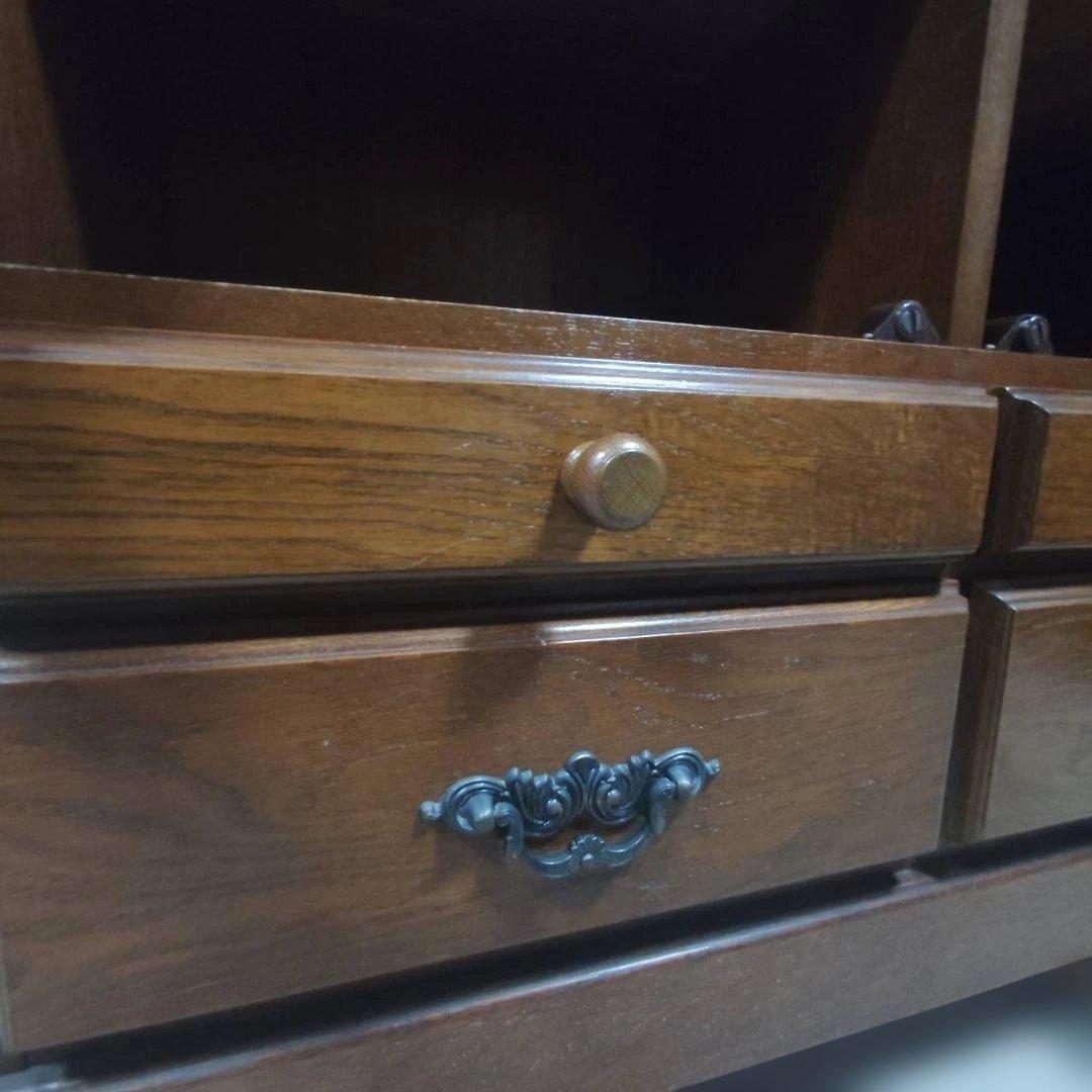 越後民芸 飾り棚 キャビネット 食器棚 本棚 天然木 アンティーク