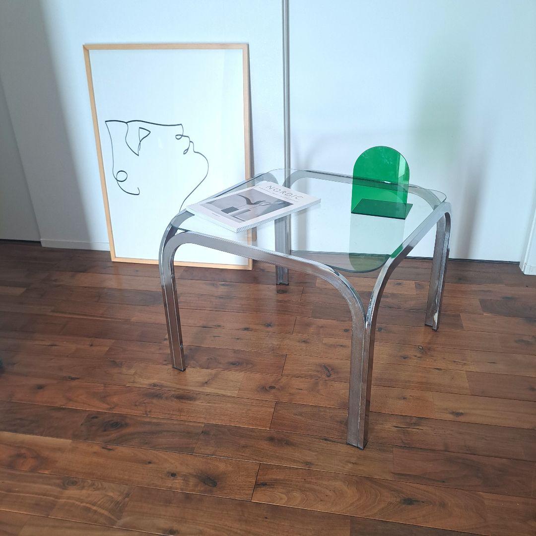 アンティーク　80s アイアン　 スクエア ガラステーブル