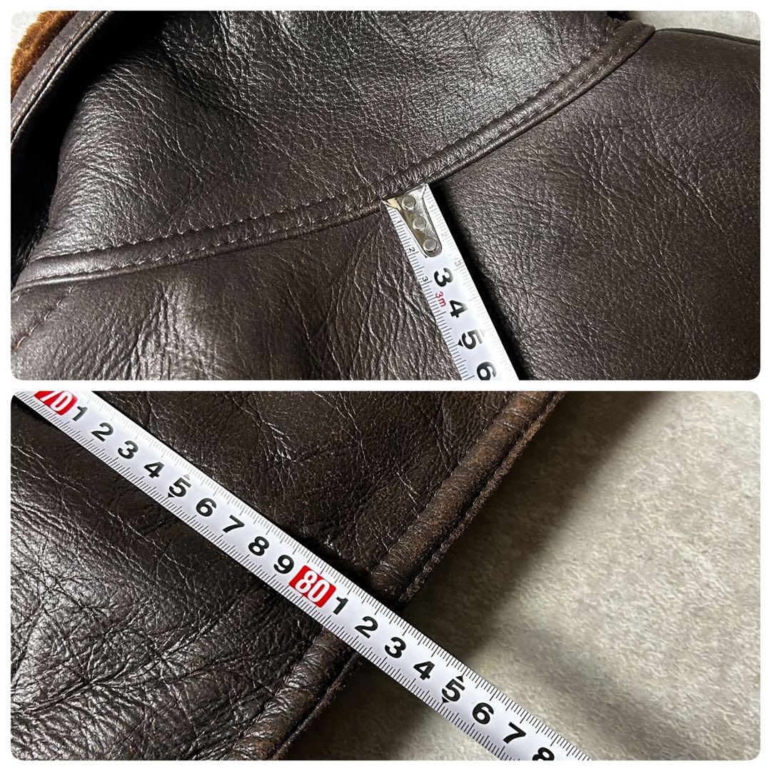 極暖】vintage ムートンボアギャングコート ラムスキン シープ レザー茶芯