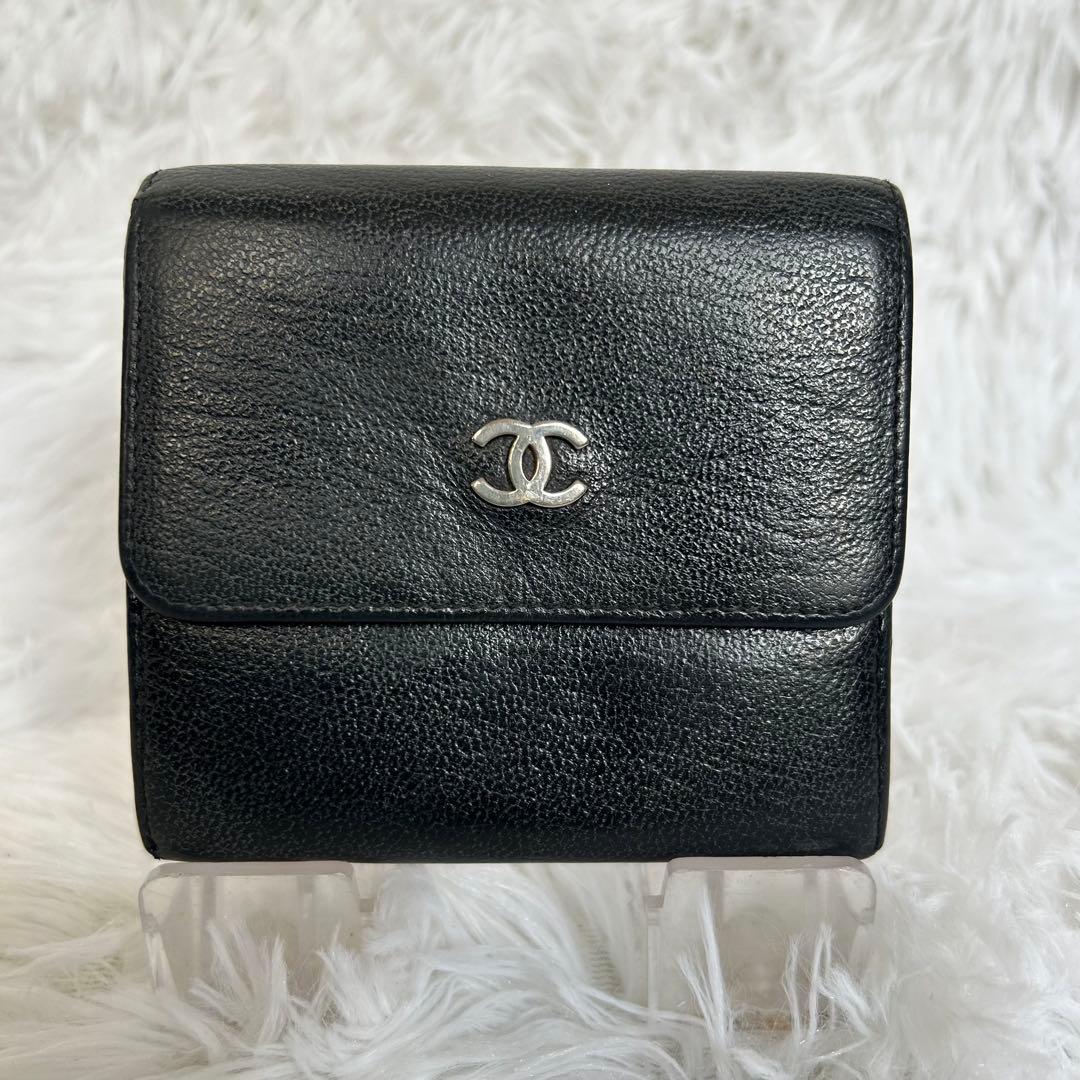 最終値下げ！CHANEL ブラック 二つ折り財布　ココマーク