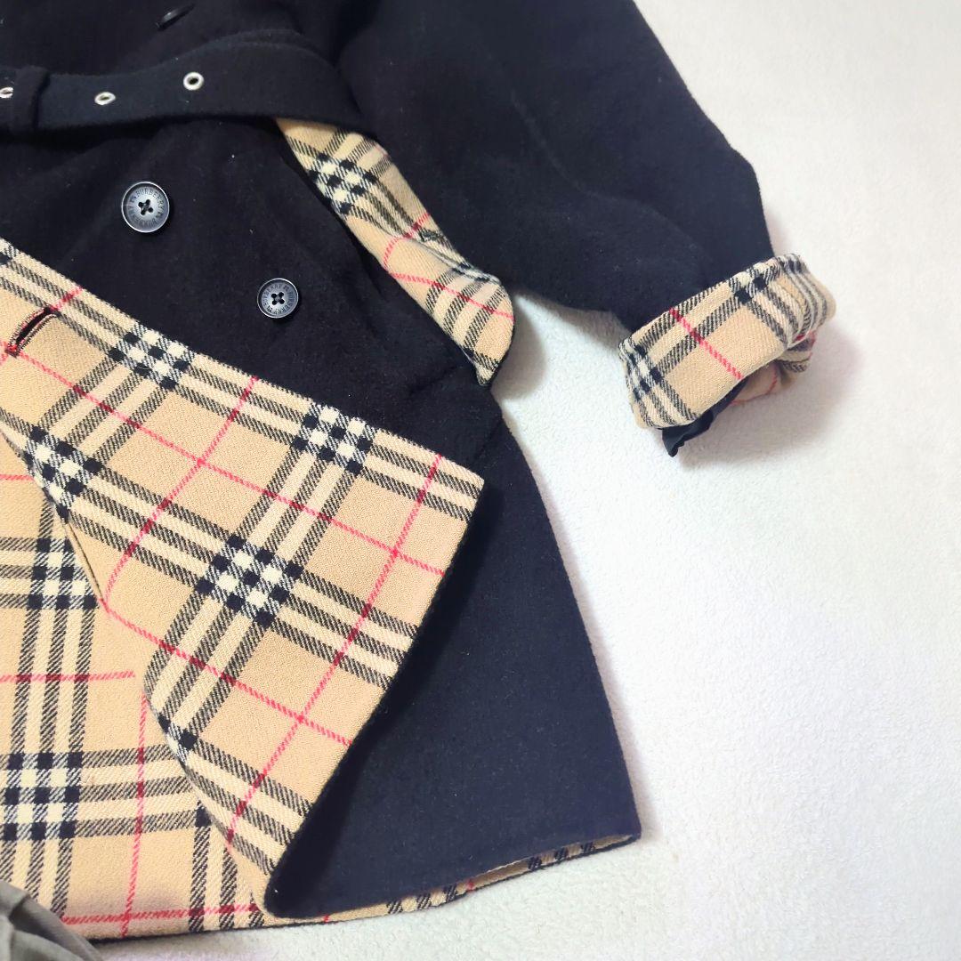 【BURBERRY BLACK LABEL】美品 ノバチェックピーコート M