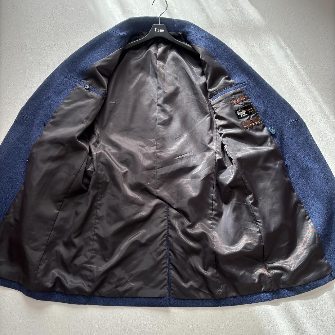 【美品】カシミヤ混 カノニコ ダブルチェスターコート イタリア L ブルー系