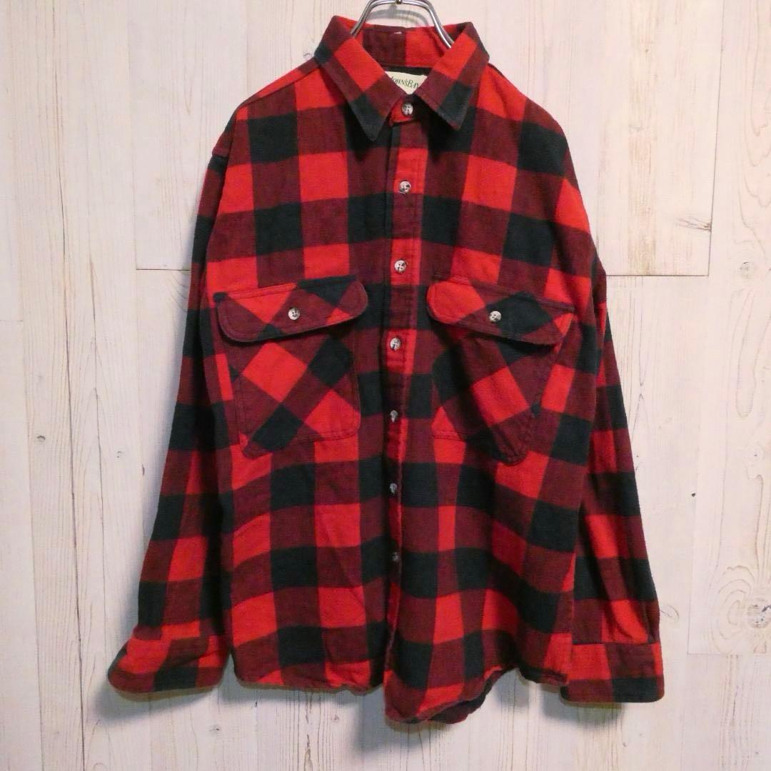 90's USA製　St. John's Bay バッファローチェックネルシャツ