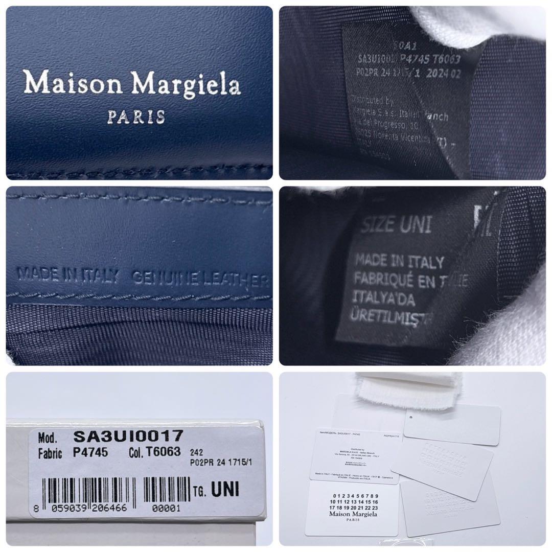 未使用に近い✨ メゾンマルジェラ　三つ折り財布 ネイビー 紺色 4ステッチ