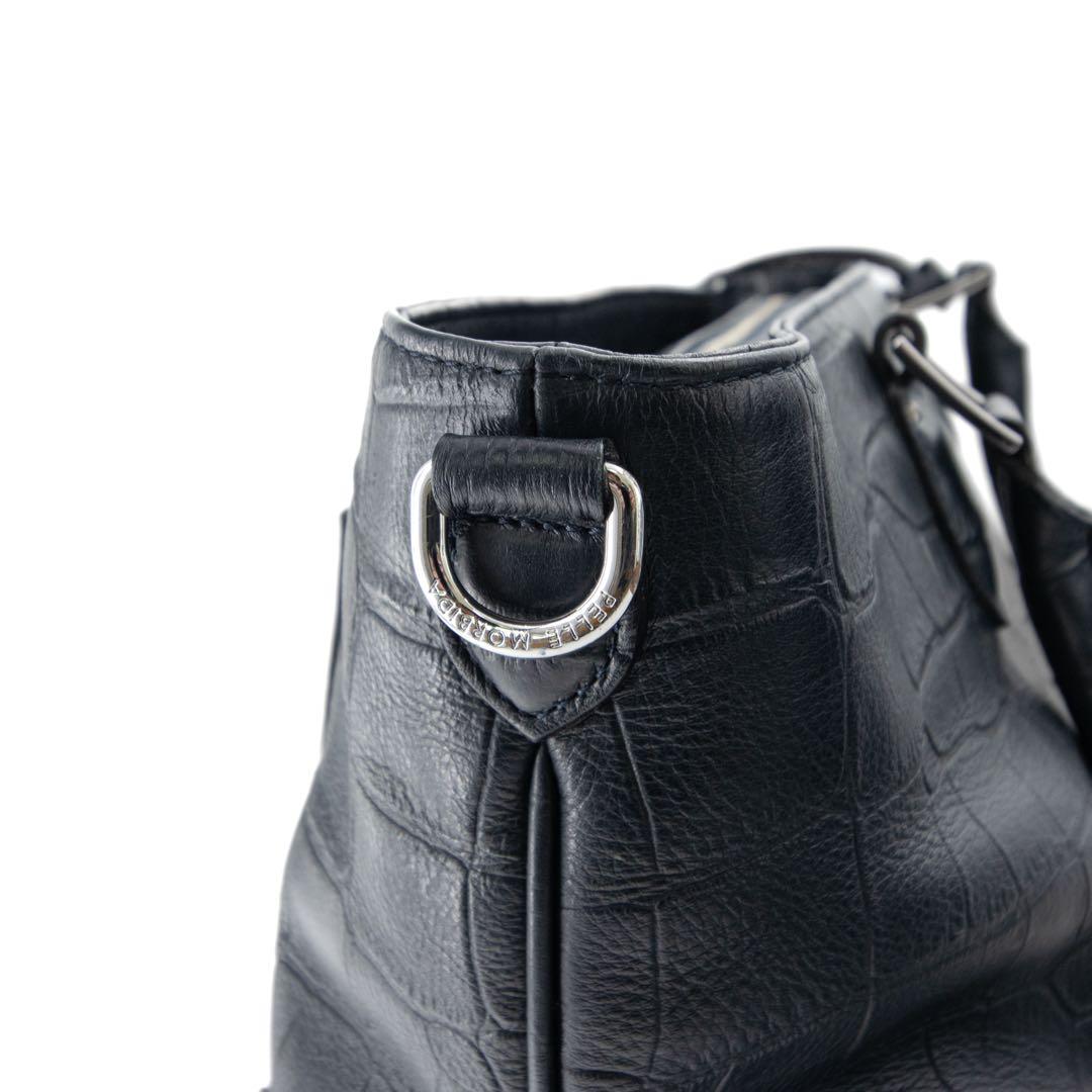 A092【美品】ペッレモルビダ／メイデンヴォヤージュ　トートバッグ　クロコ型押し